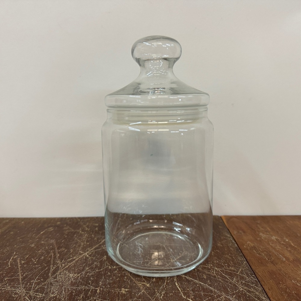 Vintage clear glass Canister bathroom kitchen storage